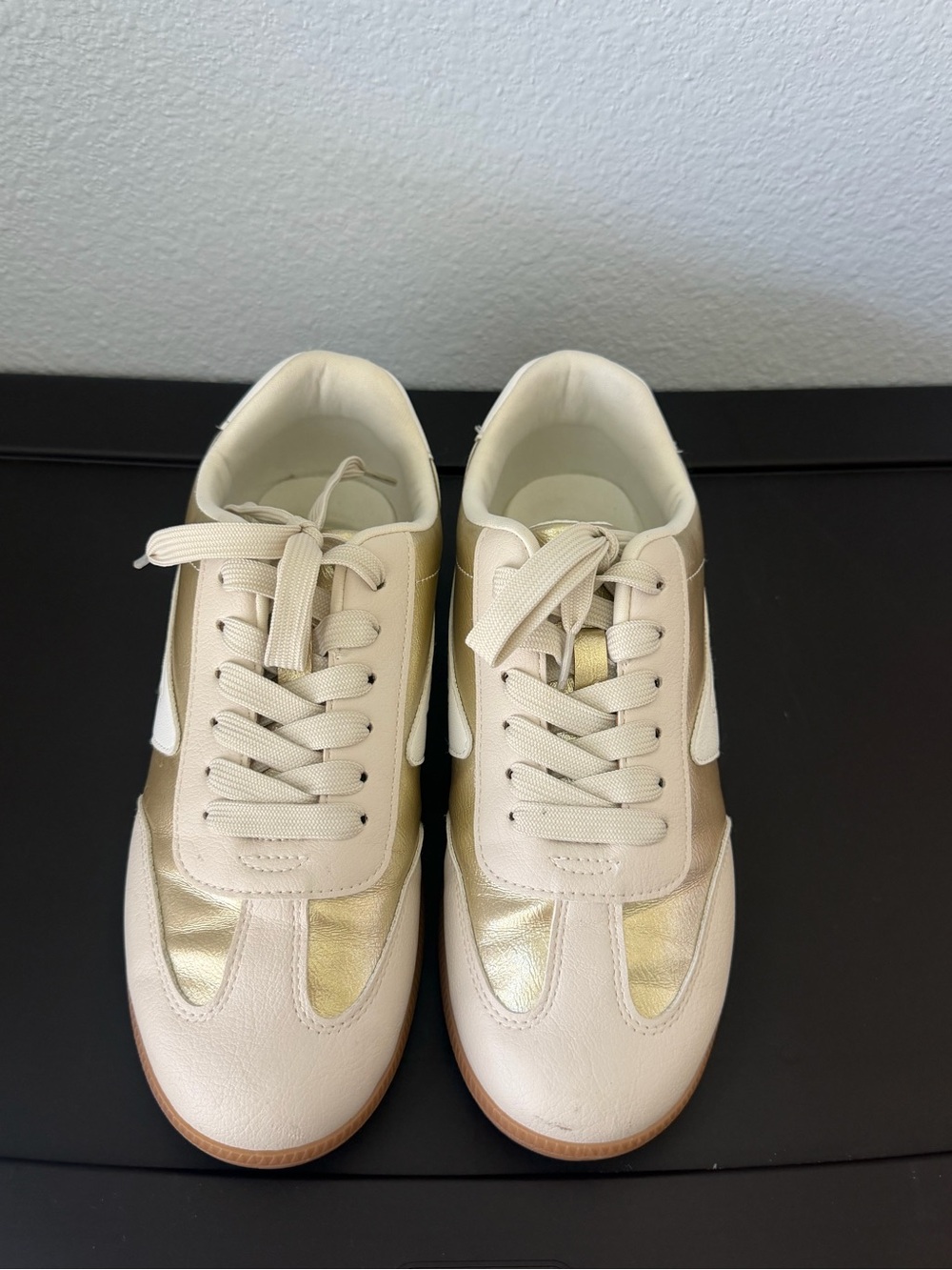 DV by Dolce Vita Cream and Gold Women's Sneakers
